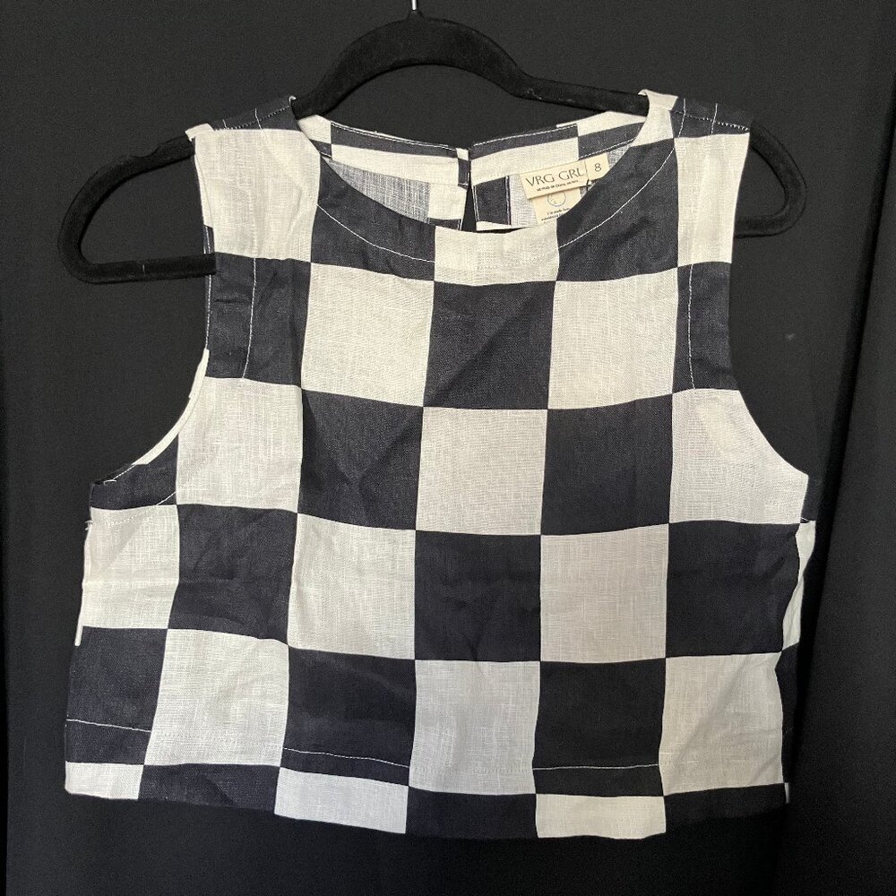 VRG Girl Checkered Crop Top - Naya Linen Top